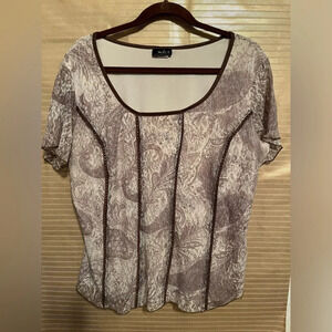 LINED BLOUSE~TAN/ BROWN~4 SUMMER~1X